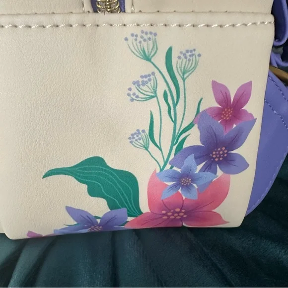Disney Ariel The Little Mermaid Floral Mini Loungefly Backpack: NWT - Picture 4 of 10